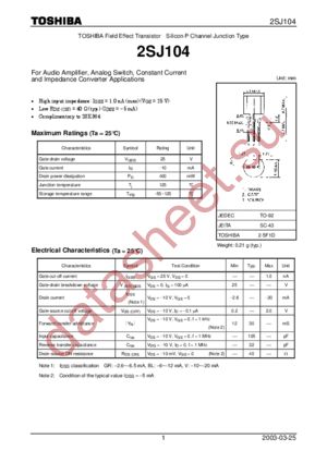 2SJ104 datasheet  