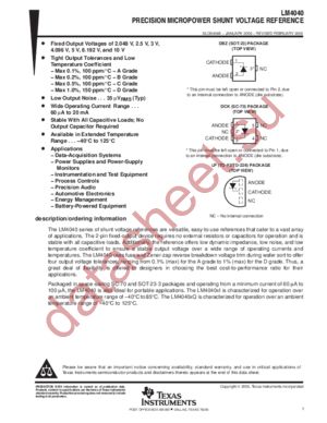 LM4040A10ILP datasheet  