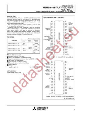 M5M51016BTP-70L datasheet  