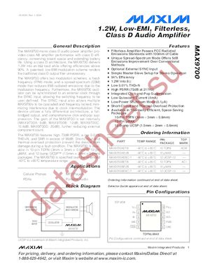 MAX9700AEBC-T datasheet  