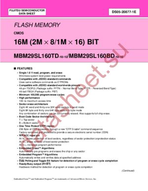 MBM29SL160BD-12PFTN datasheet  