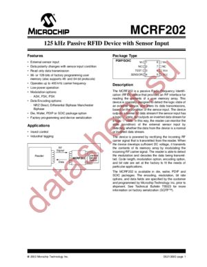 MCRF202-I/P datasheet  