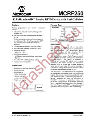 MCRF250-I/P datasheet  