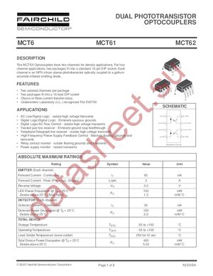 MCT62SD datasheet  