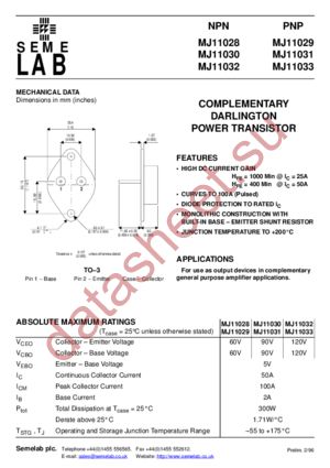 MJ11031 datasheet  