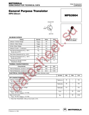 MPS3904 datasheet  