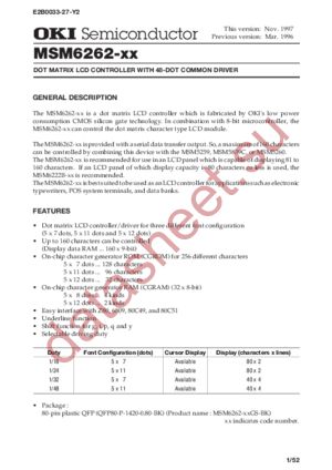 MSM6262-XX datasheet  