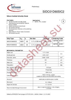 SIDC01D60SIC2(UNSAWN) datasheet  