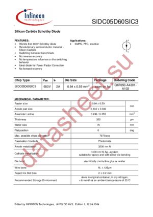 SIDC05D60SIC3 datasheet  