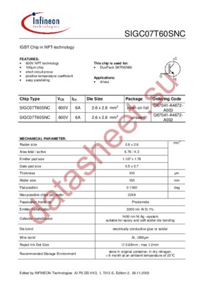 SIGC07T60SNC datasheet  