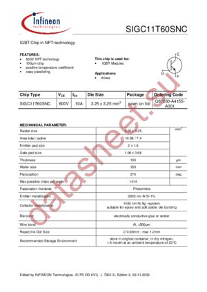 SIGC11T60SNC datasheet  