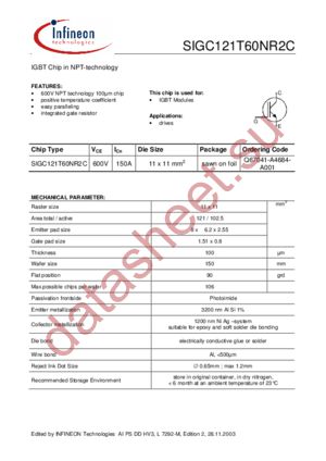 SIGC121T60NR2C datasheet  