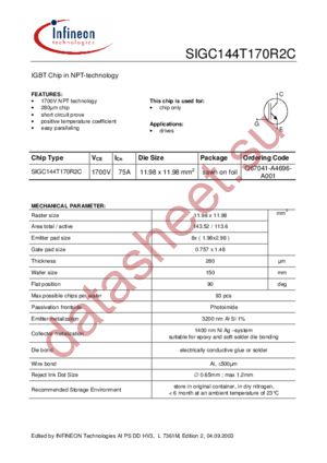 SIGC144T170R2C datasheet  