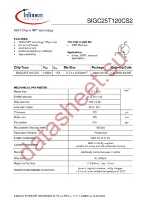 SIGC25T120CS2 datasheet  