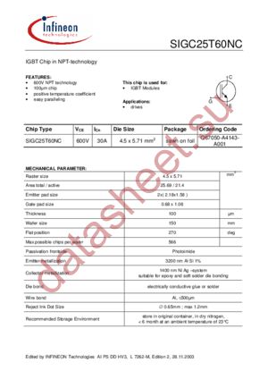 SIGC25T60NC datasheet  