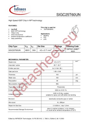 SIGC25T60UN datasheet  