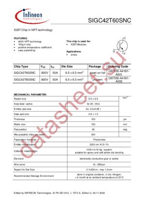 SIGC42T60SNC datasheet  