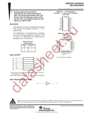 SN74HC04DB datasheet  