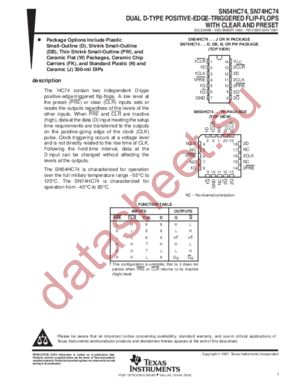 SN74HC74DB datasheet  