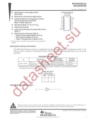 SN74AHCU04PWLE datasheet  