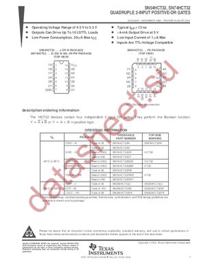 SN74HCT32PWLE datasheet  