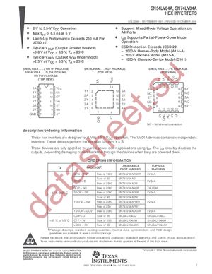 SN74LV04APWLE datasheet  