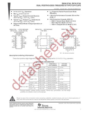 SN74LV74APWLE datasheet  