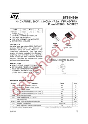 STB7NB60T4 datasheet  