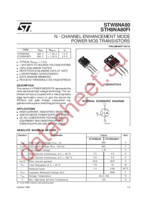 STH8NA80FI datasheet  