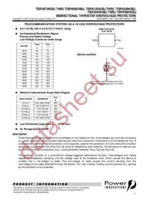 TISP4125H3BJ THRU TISP4200H3BJ datasheet  