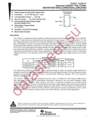 TLV2211CDBVTG4 datasheet  