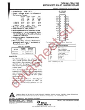 TMS416809 datasheet  