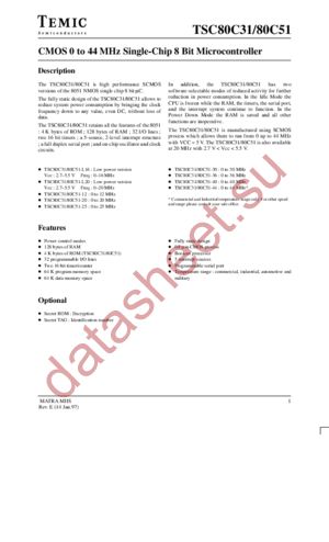 TSC80C31-12AWD/883 datasheet  