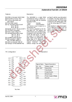 U62H256AS2K35LLG1 datasheet  